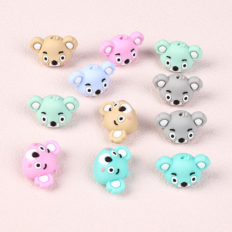 Wholesale  20pcs  Jewelry diy necklace animal focus beads accessories koala 3D silicone beads cartoon pen silicone beads